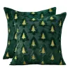 Custom-made Tibetan sofa cushions with dark green Christmas tree embroidery tufted cushions Item Picture